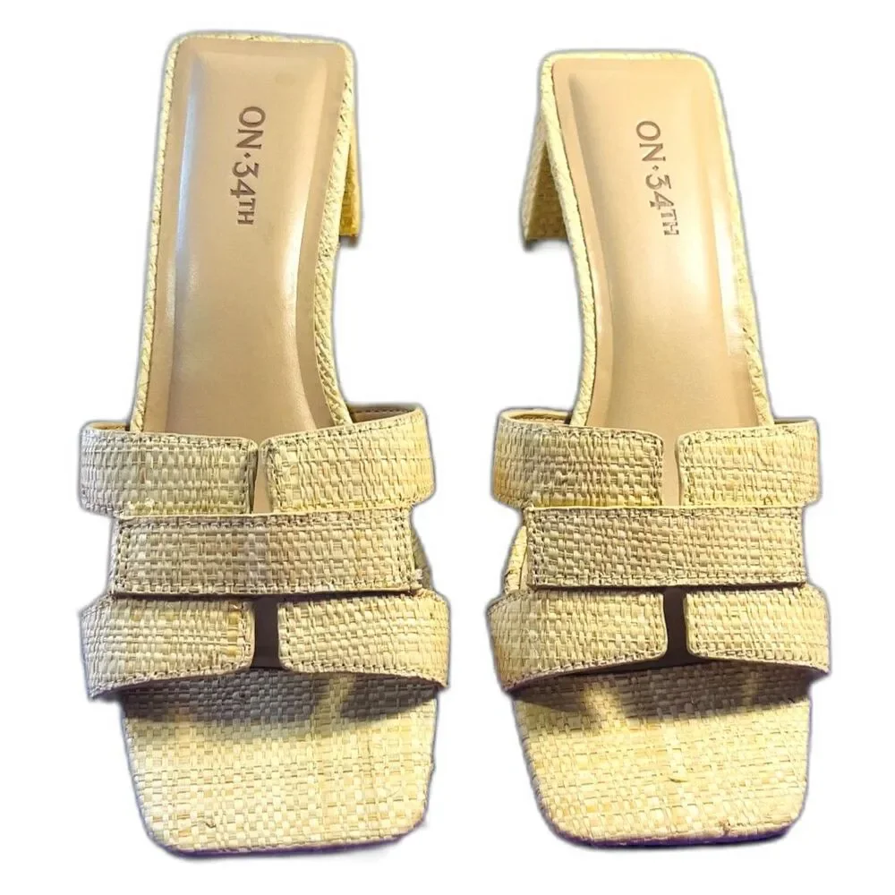 ON 34th Beatris Band Natural Slip-on Sandals SZ 7.5 NEW